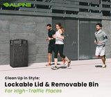 Alpine Industries 40 Gallon Commercial Outdoor Trash Can, Metal with Removable Bin & Locking Lid (Black, Grey Stone)