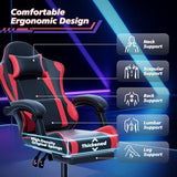 Magshion Video Gaming Chair for Adults, Ergonomic Computer Desk Chair with Linkage Armrests, Height Adjustable Gamer Chair, Red
