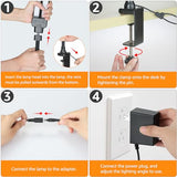 ShineTech Led Desk Lamp for Office Home, Bright Double Head Desk Light with Clamp, Architect Task Lamp 50 Lighting Modes Adjustable Flexible Lamp