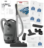 Miele Classic C1 Pure Suction Canister Vacuum Cleaner with AllTeQ Universal Floorhead Bundle - Includes GN Bag Pack - 4 HyClean Air Genuine FilterBags + Genuine AirClean Filter and Pre-Motor Filter
