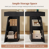 55.9 in Executive Desk with Power Outlets, Modern Home Office Desk with Storage Cabinet, Black (Storage Cabinet)