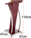 Sleek Curved White Metal Lectern Podium - Stainless Steel for Offices, Churches, Conferences & Events - Ideal for Professional Speaking & Presentations