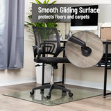 Mind Reader Tempered Glass Chair Mat, Clear Floor Protector for Hard Floors or Low-Pile Carpet Only