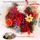 Flowers for Delivery Prime Preserved Flower Bouquet That Last 3-5 Years Real Forever Rose Bouquet for Her Women Wife Grandma Girlfriend Anniversary Birthday Mothers Day Gifts for Mom,Red