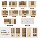 Vyre 70.8" Tall Brown Bookshelf, Farmhouse Modular Bookcase with 6-Tier