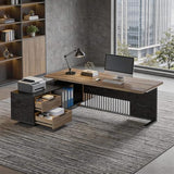 70.86 Inch Large Executive Desk with Drawers Cabinet, L Shaped Office Desk