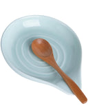 KITCHENLESTAR Ceramic Spoon Rest for Stove Top, 6.1 x 5 Inch Large Spoon Holder for Cooking Utensils, Spatula & Coffee Spoons, Farmhouse Kitchen Décor(Azure 1pc)