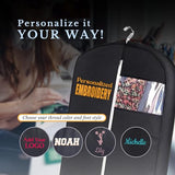 Personalized Garment bag for Hanging Clothes and Travel- Custom Black Suit Bags for Closet Storage with 2 Mesh Pockets for Men & Women - Ideal for Wedding Dress Garment Bag Storage with Carry Handle