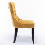 MOOLSUN Velvet Dining Chairs Set of 6, High Back Side Chairs, Modern Padded High-End Tufted Upholstered Chairs with Button-Tufted Back & Rear Pull Tabs, Solid Wood Legs E-Gold(Solid Wood Legs)