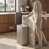 Stainless Steel Step Garbage Can for Kitchen or Home, Space-Saving Garbage Can with Soft Close Lid