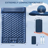 Toncoke 5.1" Thick Double Sleeping Pad with Foot Pump & Pillow, 77.5x53.9 2-Person Air Mattress for Camping, Ultralight & Compact for Backpacking, Hiking, Car Travel Navy Blue