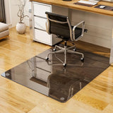GLSLAND 46" × 55" [Tempered Glass] Chair Mat – Durable Office Chair Mat on Carpet with 0.2" Thickness, 4 Non‑Slip Pads, Blue & Grey