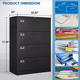 4 Drawer Filing Cabinet with Lock Metal Lateral File Cabinet Office Home Steel Lateral File Cabinet for A4 Legal/Letter