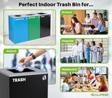 Alpine Indoor Recycling Bin -Commercial Trash Can Recycling Station Combo, Customizable 3 Compartment Metal,