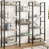 Shintenchi Industrial Bookcase,71.6” Triple 4 Tier Bookshelf with 11 Open Display Shelves