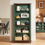 SAVOR LIFE 70" Tall Green Bookshelf,5 Tier Wooden Book Shelf with Adjustable Shelves & Wood Legs