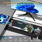Wireless Mechanical Gaming Keyboard with Knob, Bluetooth 5.0/2.4GHz/USB C Wired Creamy Keyboard with Number Pad for PC Computer
