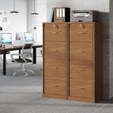 Locked File Cabinet with Key, Tall Wooden Filing Cabinets for Home Office, Vertical Office Storage for Legal Size/Letter