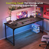 PRAISUN 55 Inch Computer Desk, Home Office Desk with Spacious Desktop, Modern Gaming Desk