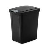 Sterilite 7.5 Gallon TouchTop Wastebasket with Lid that Opens with Touch, Conceals Trash in the Kitchen, Bathroom, Mudroom or Office, Black, 12-Pack