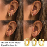YOIHUR Small Gold Huggie Hoop Earrings Set for Women, 14K Gold Plated Chunky Hypoallergenic Stack Cartilage Earrings, 3 pcs Dainty Cute Multiple Piercing Trendy Jewelry Festival's Day Gifts for Women