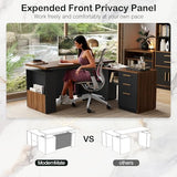 ModernMate 63" Standing Desk with File Cabinet, Privacy Panel, AC/USB, 1.18" Desktop