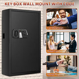 144 Keys Fireproof Cabinet Safe With Adjustable Hook Plates and Tags, Anti-Theft Lock Box Wall Mount With Combination Lock