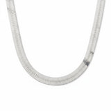 ONTHOLOGIE, 11 mm Herringbone Chain Necklace for Women Men 18K White Gold Over Italian 925K Stamped Solid Sterling Silver, Flat Snake Chain, Made in Italy, 20 Inch