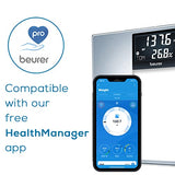 Beurer BF720 Smart Scale for Body Weight, Body Fat, Body Water & More – 400 lb Capacity, Bluetooth App, Calorie Data, User Recognition, XL LCD Display, Glass Digital Bathroom Scale – Grey