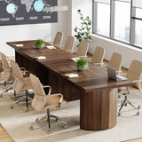 Conference Table for 6-8 People, 6.56 ft Large Rectangle Meeting Table with Double Pedestal