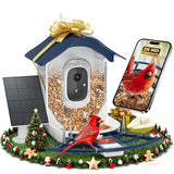 DOCOON Smart Bird Feeder with Camera, 2K HD AI Identify Birds Species, Bi rd Watching Camera with Solar Panel, Instant Notifications, Ideal Present for Bird Lover, Dark Blue