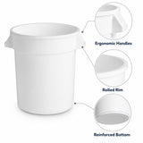 Getzi 6 Pack 20 Gallon White Round Commercial Trash Can, Heavy-Duty