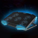 Laptop Cooling Pad 5 Fans Up to 17.3 Inch Heavy Notebook Cooler, Blue LED Lights