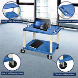 Luxor WT26BU 26"H AV Cart - Two Shelves - Putty Legs, 4" Silent-Roll, Full-Swivel Heavy-Duty Casters,