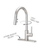 Pfister Stellen Kitchen Faucet with Pull Down Sprayer Single Handle High Arc Stainless Steel Finish 3 Water Settings Modern Sink Faucet for 1 or 3 Hole Installation LG529SAS
