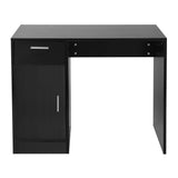 Oumefar Compact Computer Desk with Drawer and Storage Door (Black)