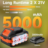 Leaf Blower Cordless with 2× 5.0Ah Batteries and Charger, 21V Electric, Lightweight Battery Powered Blowers for Lawn Care, Yard, Patio Cleaning