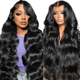 30 Inch Body Wave Lace Front Wigs Human Hair 200% Density Body Wave Human Hair Wig Glueless Wigs Human Hair Pre Plucked with Baby Hair 13x6 Transparent HD Lace Front Wigs Human Hair Natural Black