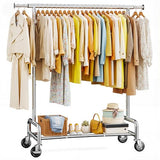 Raybee 76''W Clothes Rack, Heavy Duty Clothing Rack Load 450 LBS, Lockable Wheels & Adjustable Height, Garment Rack for Bedroom, Laundry Room, Closet