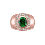 Oseew Personalized Mens emerald ring gold Emerald ring for men Engagement Rings For Mens Emerald Ring Men 14K Gold(white gold