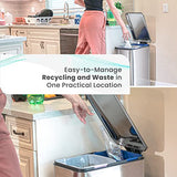 Home Zone Living 13 Gallon Slim Kitchen Trash Can with Dual Compartments for Trash and Recycling
