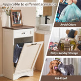 13 Gallons Tilt Out Trash Cabinet Freestanding Kitchen Trash Bin Cabinet Wood
