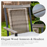 Sophia and William Swivel Patio Bar Chairs, Set of 4, Counter Height, Rattan Back and Grey Seat Cushion, High Back Design for Garden, Lawn, and Backyard
