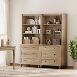 WAMPAT 3 Tier Bookshelf with 3 Drawers, 72" Tall Bookcase Large Farmhouse Display Book Case Shelf