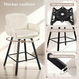 LUE BONA 26" Swivel Bar Stools Set of 4, Counter Height Bar Stools with Backrest and Arms