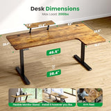 L-Shaped Standing Desk - 63 Inch Adjustable Corner Standing Desk with Flexible Monitor Stand