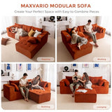 MAXYOYO Boneless Couch, L-Shaped Modular Cloud Couch, 4-Seat Sofa, Ottoman