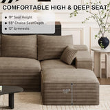 ONEMMLION 108" Oversized Cloud Boneless Couch Modular Sofas, Brown