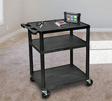 Black Mobile Plastic 3 Shelf AV Presentation Cart