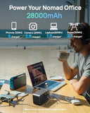 2026 Portable Power Station 28000mAh LiFePO4 Battery with 65W Charger, Solar Power Bank with AC Outlet 100W/110V, USB-C PD Two-Way Fast Charging Small Generator for Laptop, Camping, Home, Office